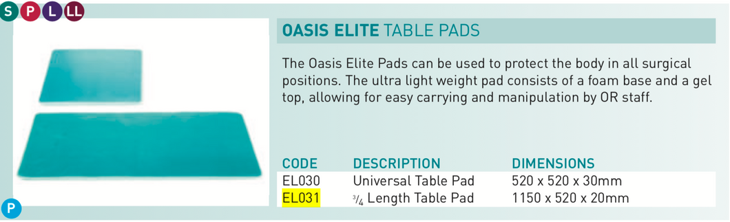啫喱減壓床墊  OASIS Elite table Pads  3/4 Length Table Pad